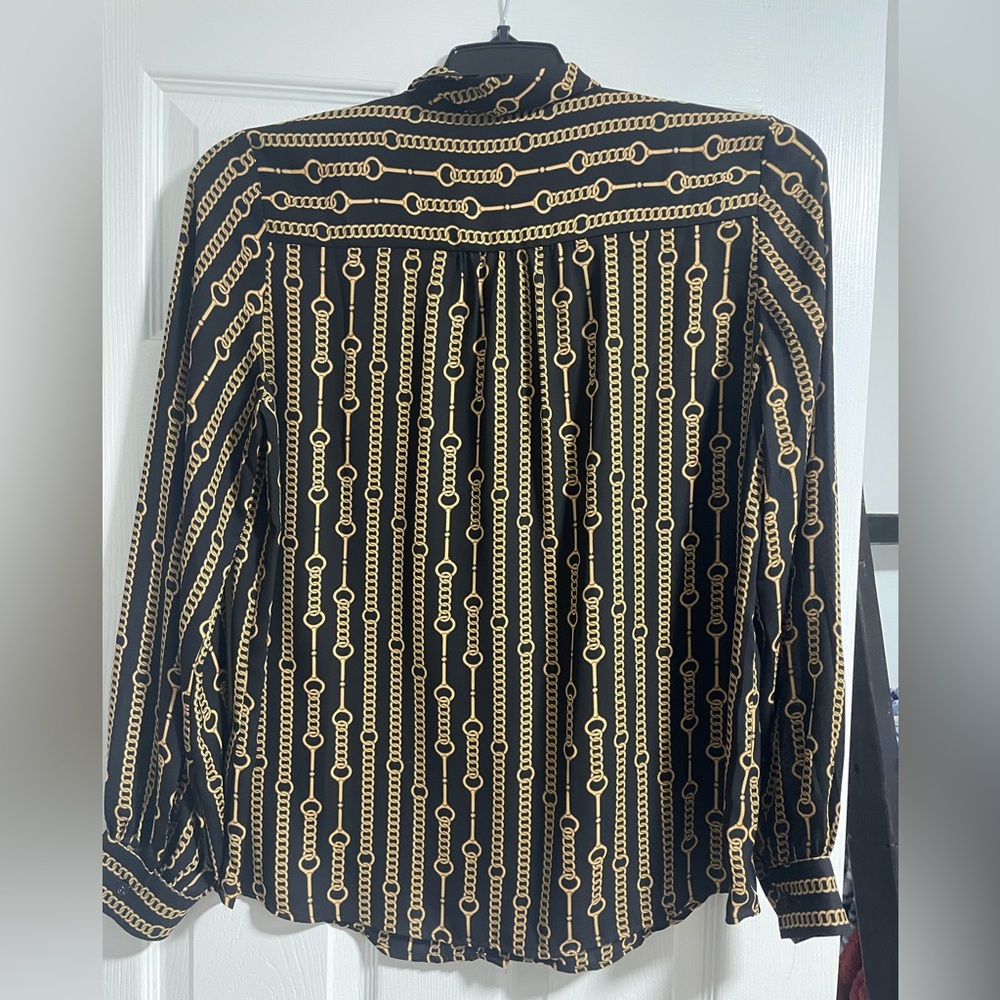 Banana Republic chain printed blouse with neck tie - Picture 5 of 5